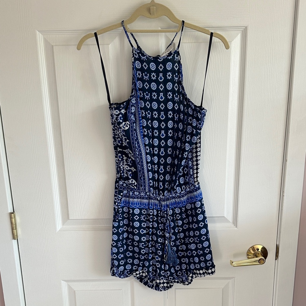 Blue patterned romper